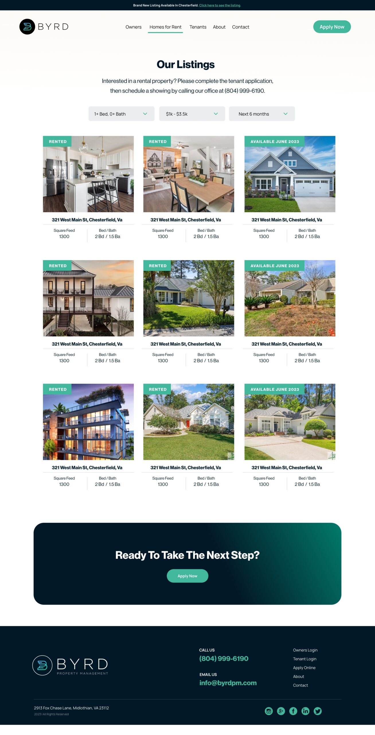 Byrd Property Management Our Listings page